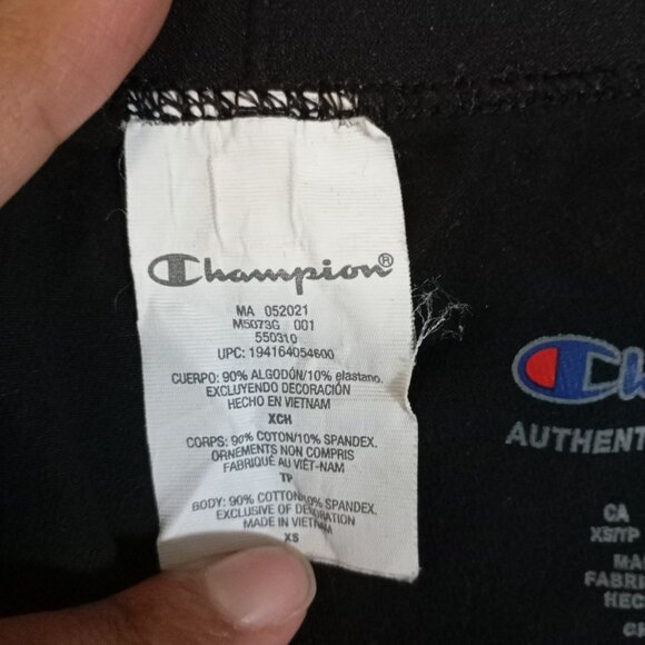 Champion Leggings XS Womens Black Logo Cotton Blend Stretch Sporting - Picture 4 of 7